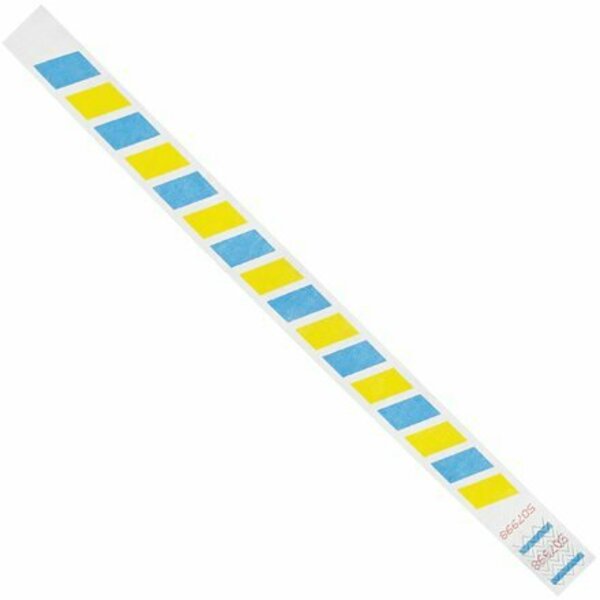 Bsc Preferred 3/4 x 10'' Blue/Yellow Stripes Tyvek Wristbands, 500PK S-15232